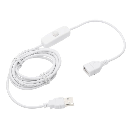 MECCANIXITY USB Extension Cable with ON/Off Button Switch 2m USB Male to Female Extension Cord for Desk Lamp Fan LED Light Strip White Pack of 1