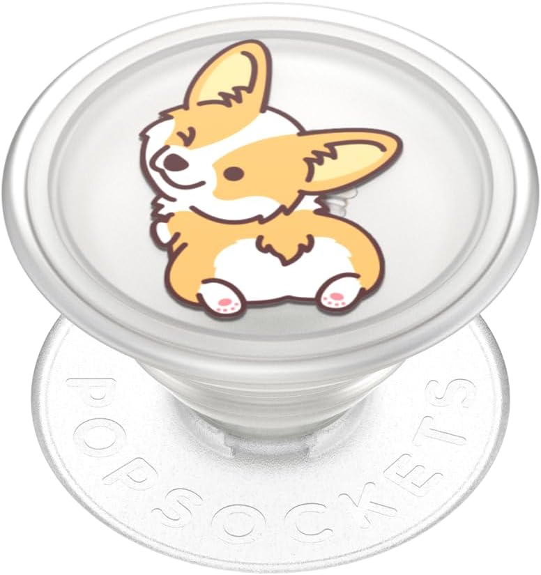 PopSockets Plant- Based Phone Grip with Expanding Kickstand, Adhesive Grip, Eco- Friendly - Translucent Cheeky Corgi
