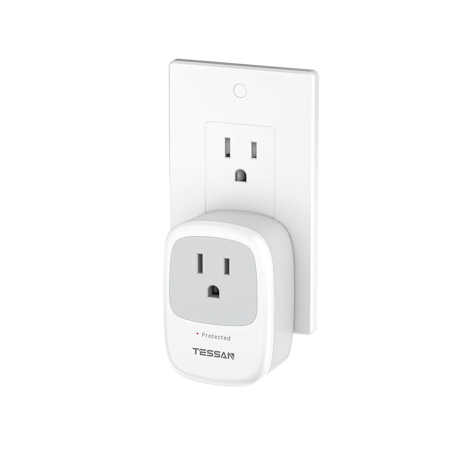 Surge Protector 1050 Joules, TESSAN Single Plug Surge Protector with Protected Light Indicator, 1875W Max Portable Wall Outlet for Appliances, TV, Computer, Refrigerator, Treadmill, Massage Chair