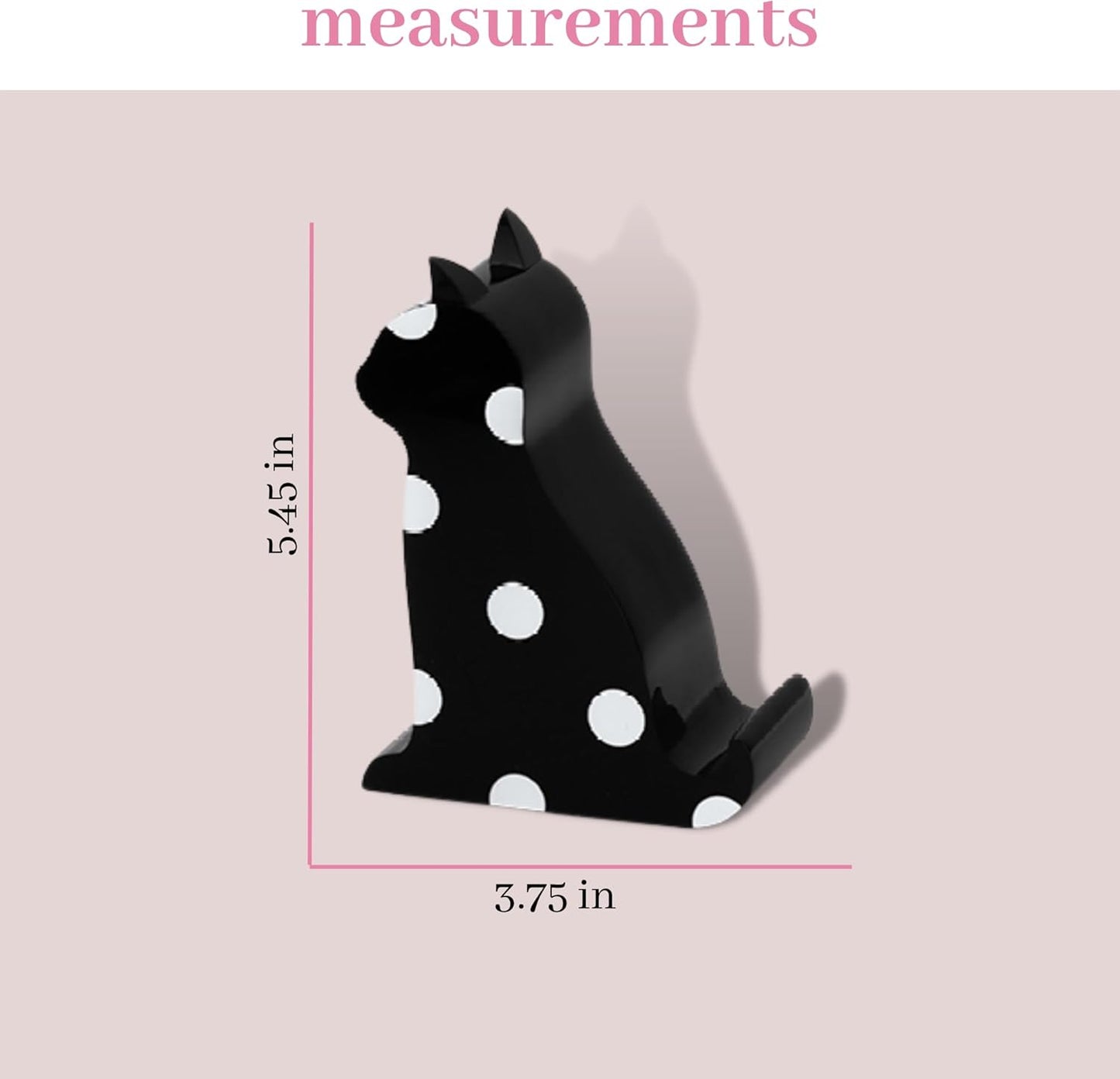 kate spade new york Acrylic Cell Phone Stand, Novelty Phone Holder for Desk, Black Cat (Picture Dot)