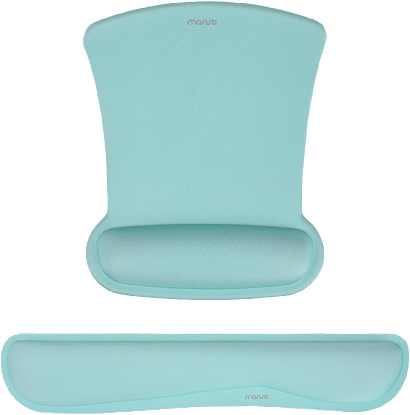 MOSISO Wrist Rest Support for Mouse Pad & Keyboard Set, Ergonomic Mousepad Non-Slip Base Home/Office Pain Relief & Easy Typing Cushion with Neoprene Cloth & Raised Memory Foam, Aquamarine