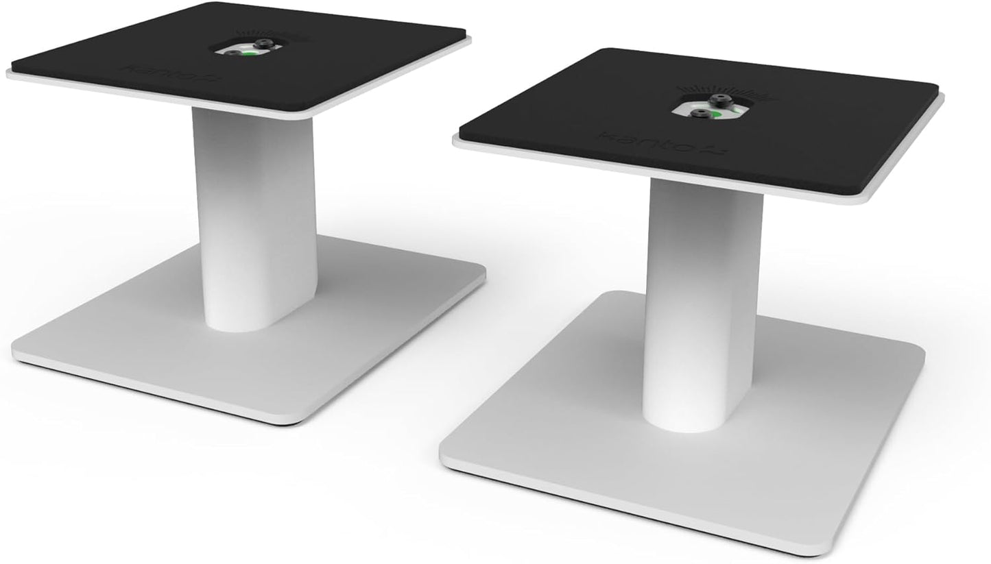 Kanto SP6HD Desktop Speaker Stands for Medium/Large Bookshelf Speakers & Mid-Size/Full-Size 4”-7” Studio Monitors | 6" Tall | White | Pair