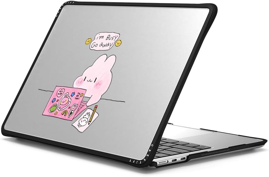 CASETiFY Impact MacBook Air 13.6" (M2-M4) Case [Cushioned Impact Corners/Scratch-Resistant/Anti-Slip Grip] - I'm Busy - Clear Black