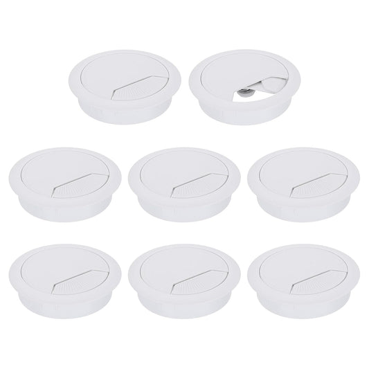 uxcell 8 Pcs 60mm (2.36 Inch) Desk Grommet, Plastic Cable Hole Cover, Wire Cord Cable Organizer for Home Office Computer Desk Cabinet, White