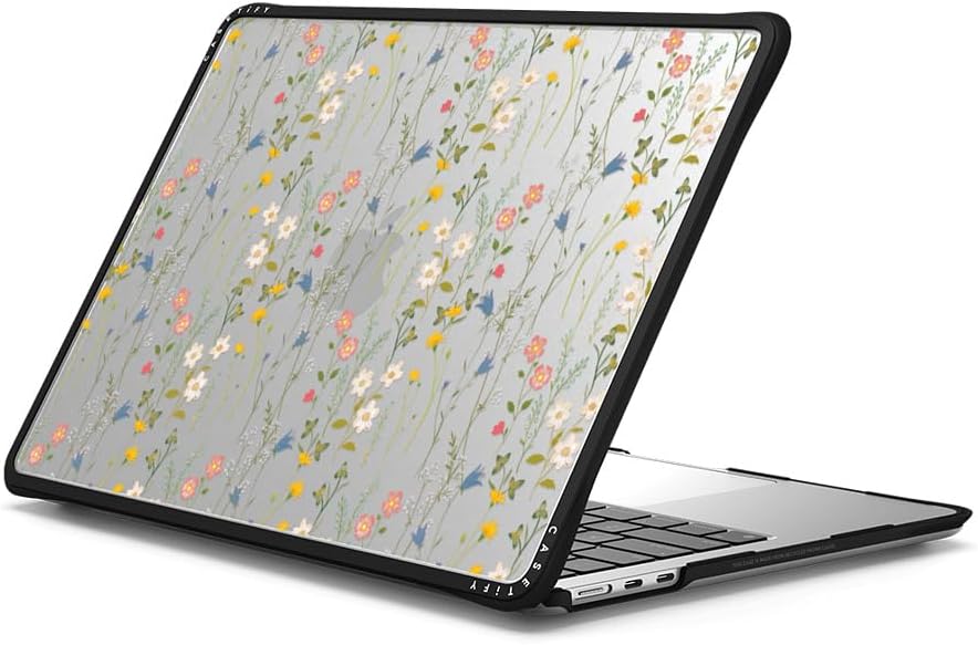 CASETiFY Impact MacBook Air 13.6" (M2-M4) Case [Cushioned Impact Corners/Scratch-Resistant/Anti-Slip Grip] - Dreamy Floral Pattern - Clear Black