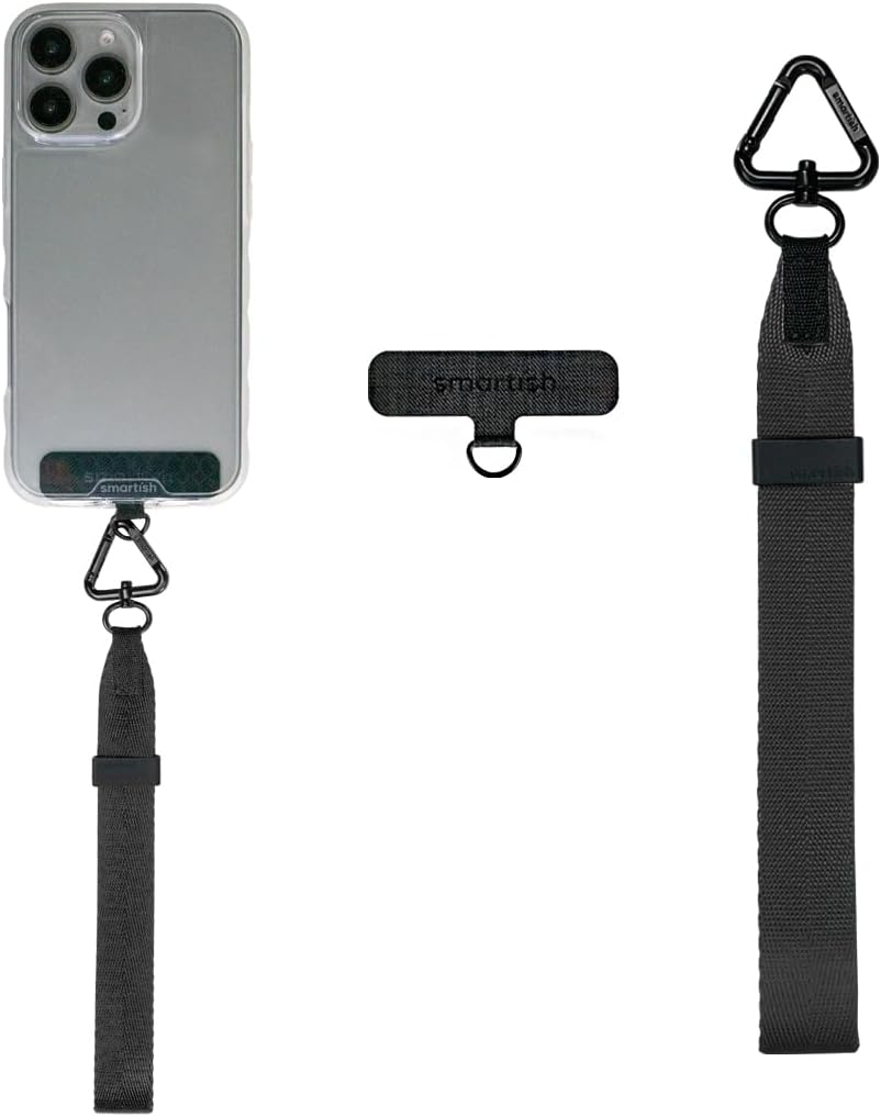 Smartish Phone Wristlet - Case Clinger - Universal iPhone Holder with Detachable Wrist Strap Loop with Phone Insert Unisex Gift for All Phone Cases iPhone, Galaxy, Pixel - Black Tie Affair