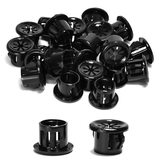 60PCS Cable Grommets, 7/16"(11mm) Desk Hole Cover Petal Shaped Buckle Type Nylon Snap Bushing Grommet, Wire Hole Cover Insert for Cables and Cords Management and Protection of Cabinet, Black