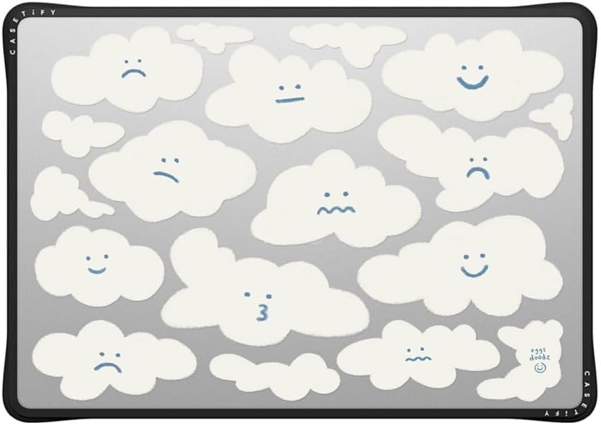 CASETiFY Impact MacBook Air 15" (M2-M4) Case [Cushioned Impact Corners/Scratch-Resistant/Anti-Slip Grip] - Cute Clouds - Clear Black