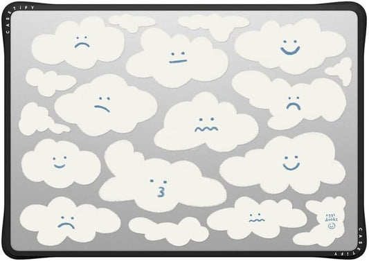CASETiFY Impact MacBook Air 15" (M2-M4) Case [Cushioned Impact Corners/Scratch-Resistant/Anti-Slip Grip] - Cute Clouds - Clear Black