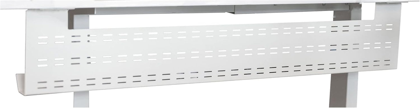 Stand Up Desk Store Under Desk Cable Management Tray Black Horizontal Computer Cord Raceway and Modesty Panel (White, 51")