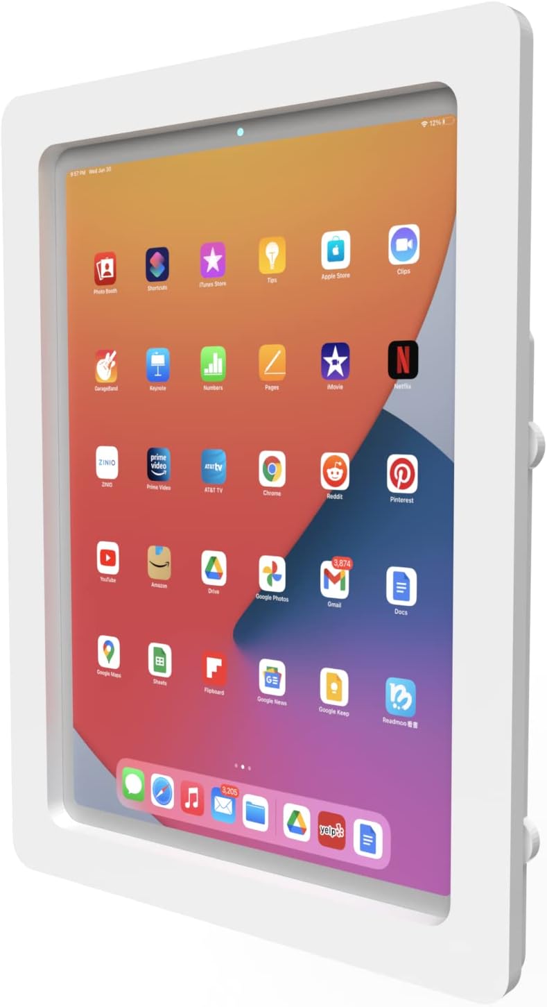 TABcare Anti-Theft Acrylic VESA Enclosure for Apple iPad Pro 11" 1st 2nd 3rd 4th gen. with Free Wall Mount Kit & 90-Degree Angle USB C Cable (iPad Pro 11 1/2/3/4, White)