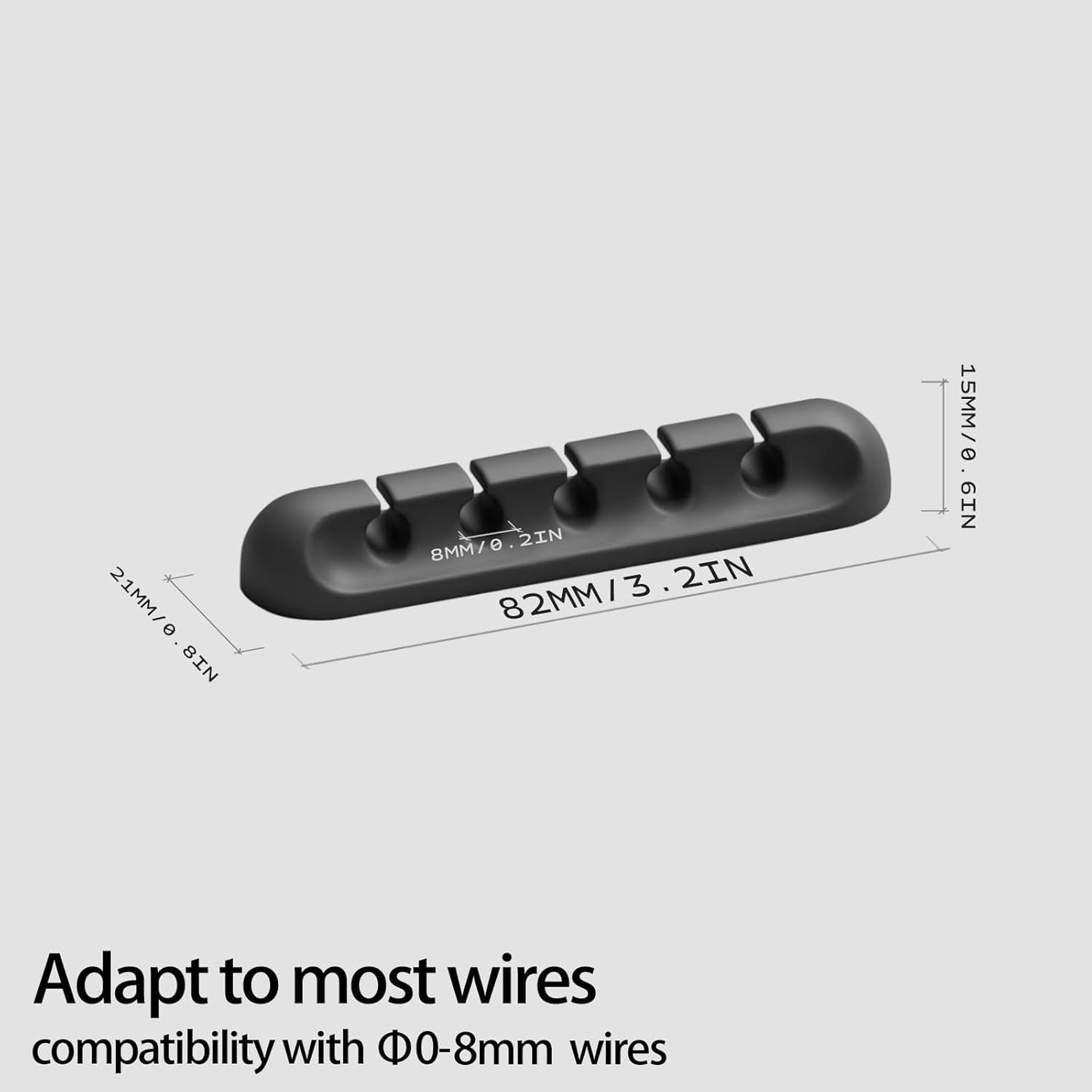 USB Cable Organizer Clips Cord Holder,8 Packs (5-Slots) Black Self Adhesive Desk Cord Cable Management