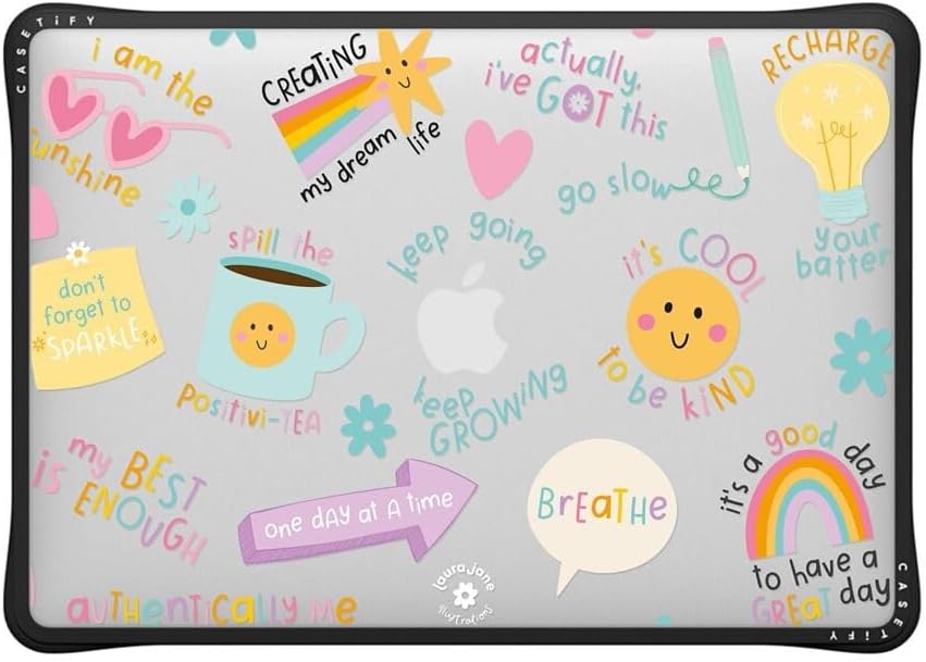 CASETiFY Impact MacBook Air 13" (M1/Intel) Case [Cushioned Impact Corners/Scratch-Resistant/Anti-Slip Grip] - Keep Growing - Clear Black