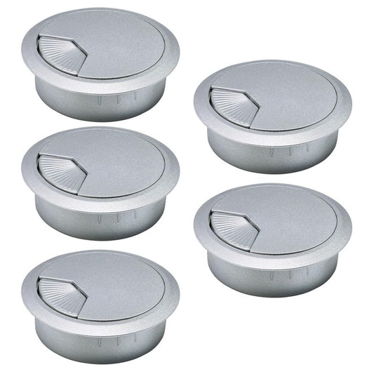 5 Pcs Desk Grommet 2" / 50 mm, Desk Cord Hole Cover, Cable Grommet ABS Plastic, Desk Hole Grommet for Home & Office Pc, Detachable Adjustable Cable Cord Organizer-Silvery