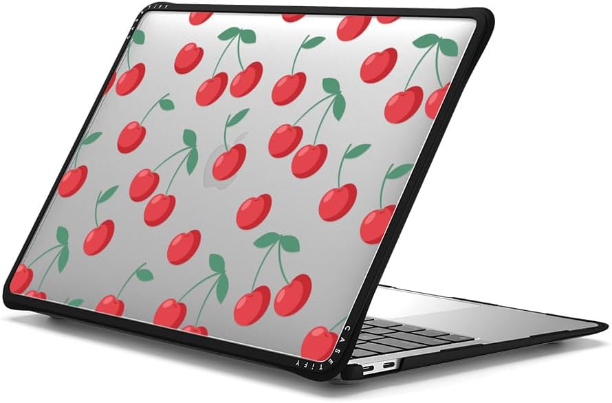 CASETiFY Impact MacBook Air 13" (M1/Intel) Case [Cushioned Impact Corners/Scratch-Resistant/Anti-Slip Grip] - Cherries - Clear Black