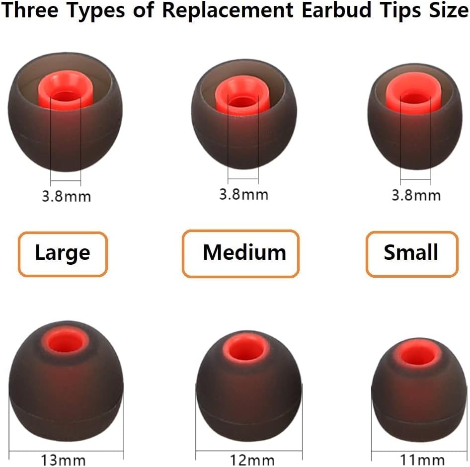 Earbud Replacement Tips Silicone Earbud Tips Headphone Earbud Tips Ear Gels Fit for Inner Hole from 3.8mm - 5.1mm Earphones 9 Pairs S/M/L