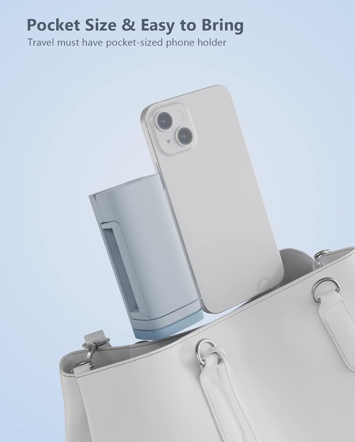 Airplane Travel Essentials Phone Holder, Universal Handsfree Phone Mount for Flying with 360 Degree Rotation, Travel Accessory, MiiKARE Travel Must Haves Phone Stand for Desk, Table -Blue