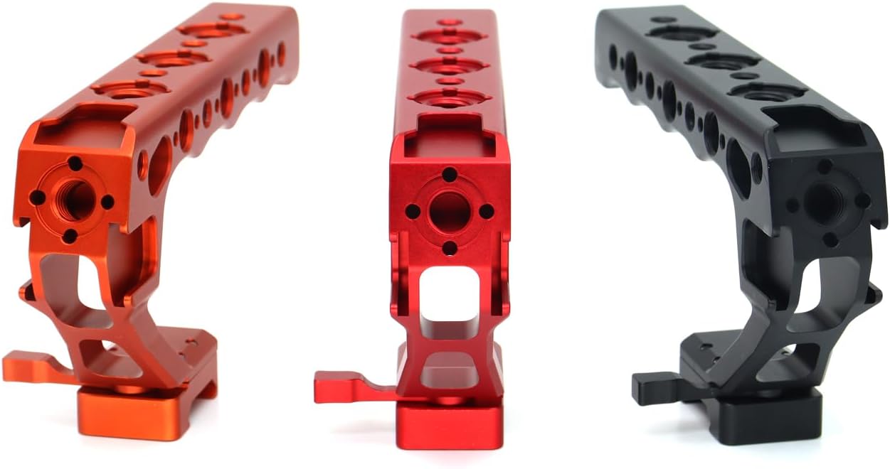 Universal Top Handle Quick Release NATO Grip with NATO Rail for DSLR Camera Cage, with 3 Cold Shoe Adapters to Mount DSLR Camera with Microphone/LED Light/Monitor (Black with NATO Rail)