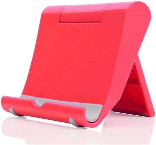 Cell Phone Stand for Desk Foldable Cell Phone Holder Desk Tablet Holder Mobile Phone Dock, Multi-Angle Universal Adjustable Tablet Dock Compatible with Most Cell Phones (Red)