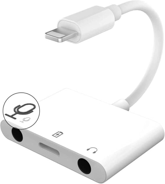 COVS Lightning to Microphone Audio Adapter, Upgraded 3 in 1 Dual 3.5mm Microphone Audio Jack and Charging Aux Headphone Splitter Adapter, Compatible with iPhone 12/11/iPad