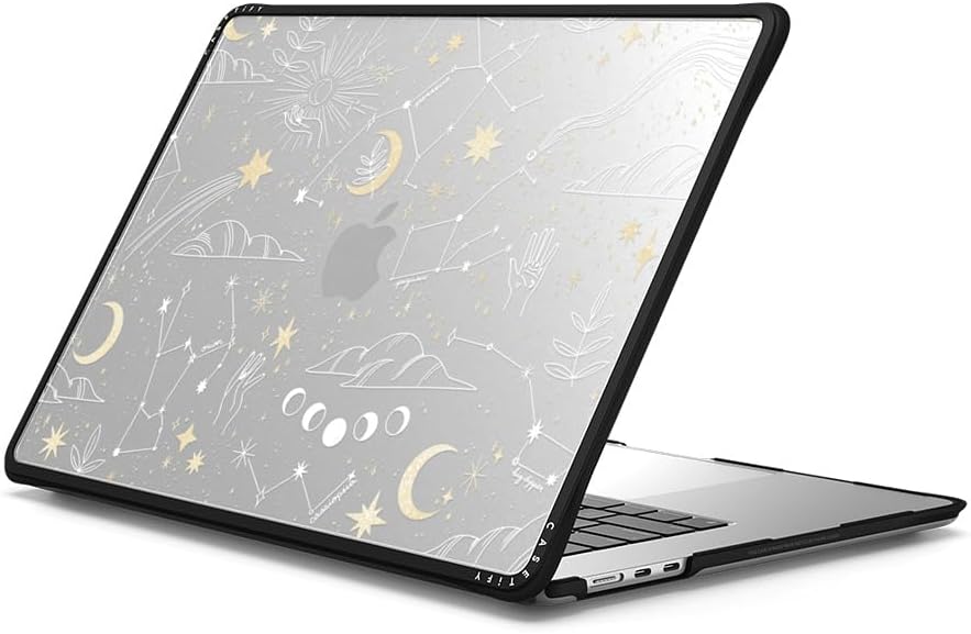 CASETiFY Impact MacBook Air 15" (M2-M4) Case [Cushioned Impact Corners/Scratch-Resistant/Anti-Slip Grip] - Stargazing - Clear Black