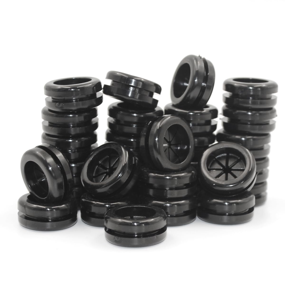 Rubber Grommets for Wiring, 5/8 Inch Drill Hole, 9/16 Inch ID, Firewall Grommets Automotive Cable Cords Hoses Protection, Double-Sided Rubber Plugs for Round Holes, 30 Pcs, 14x16 mm