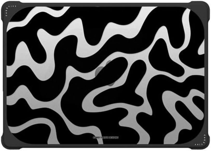 CASETiFY Bounce MacBook Pro 16-inch (M3/M4) Case [Enhanced Protective Corner Design/Ventilation Cutouts/Anti-Slip Grip] - Black Abstract Shapes by Corey Paige Designs - Clear Black