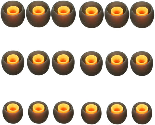 Earbuds Replacement Tips Silicone Earbud Tips Ear Gels Fit for Inner Hole from 3.8mm - 5.1mm Earphones 9 Pairs S/M/L Black-Orange