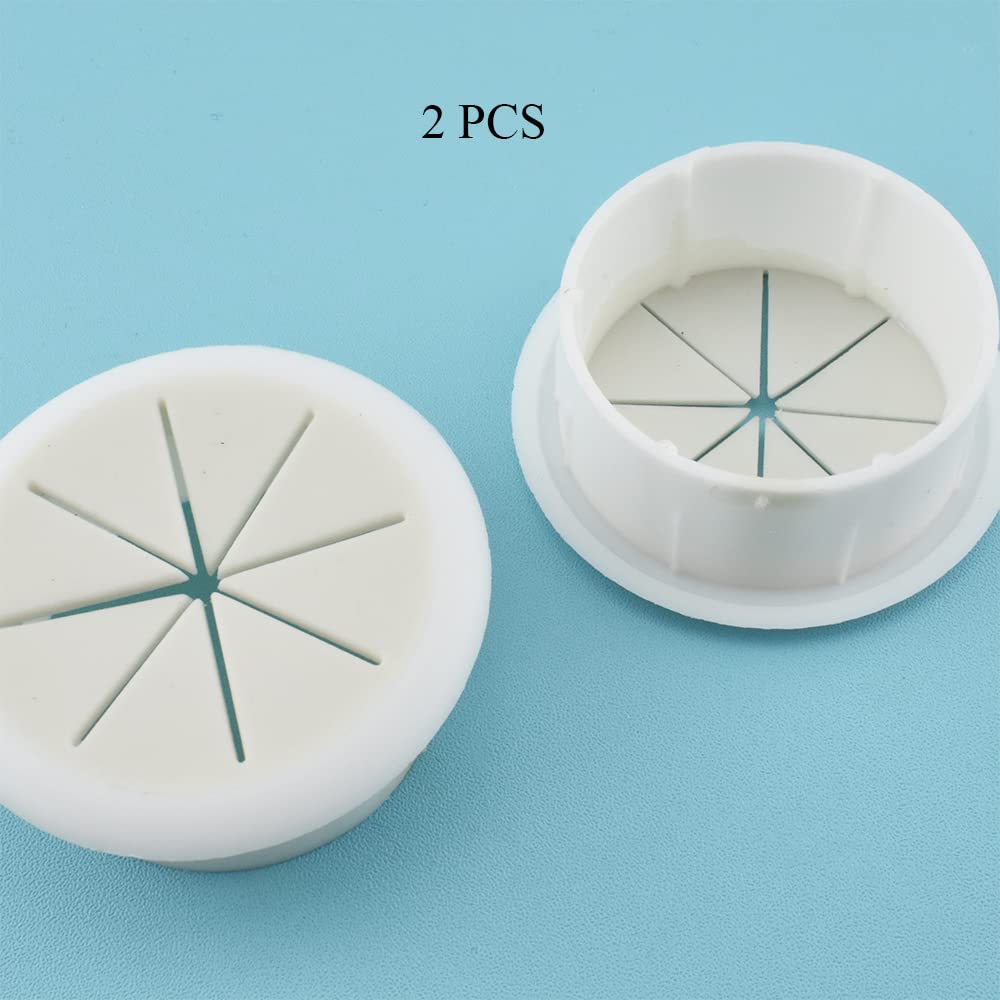 HAHIYO 2Pcs 2Inch/50mm White ABS Plastic Eight-petaled Desk Grommet Wire Grommet Cable Management Cord Hole Cover Desk Wire Hole Insert Wire Organizer for Computer Office Home School Equipment Systems