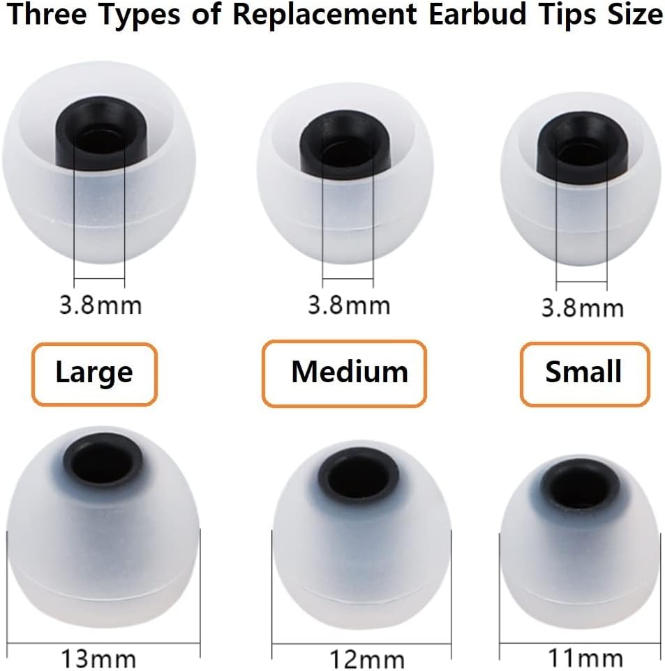 Replacement Earbud Tips Earbud Covers Silicone Tips Ear Gels Fit for Inner Hole from 3.8mm - 5.1mm Earphones 9 Pairs S/M/L