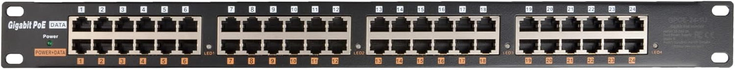 PoE Texas 24 Multi Port PoE+ Injector with 48v 240w Power Supplies - 10/100/1000 Gigabit Passive Power Over Ethernet Means Versatility - 30W PoE Injector for WiFi Access Point, PTZ Camera, IP Phone