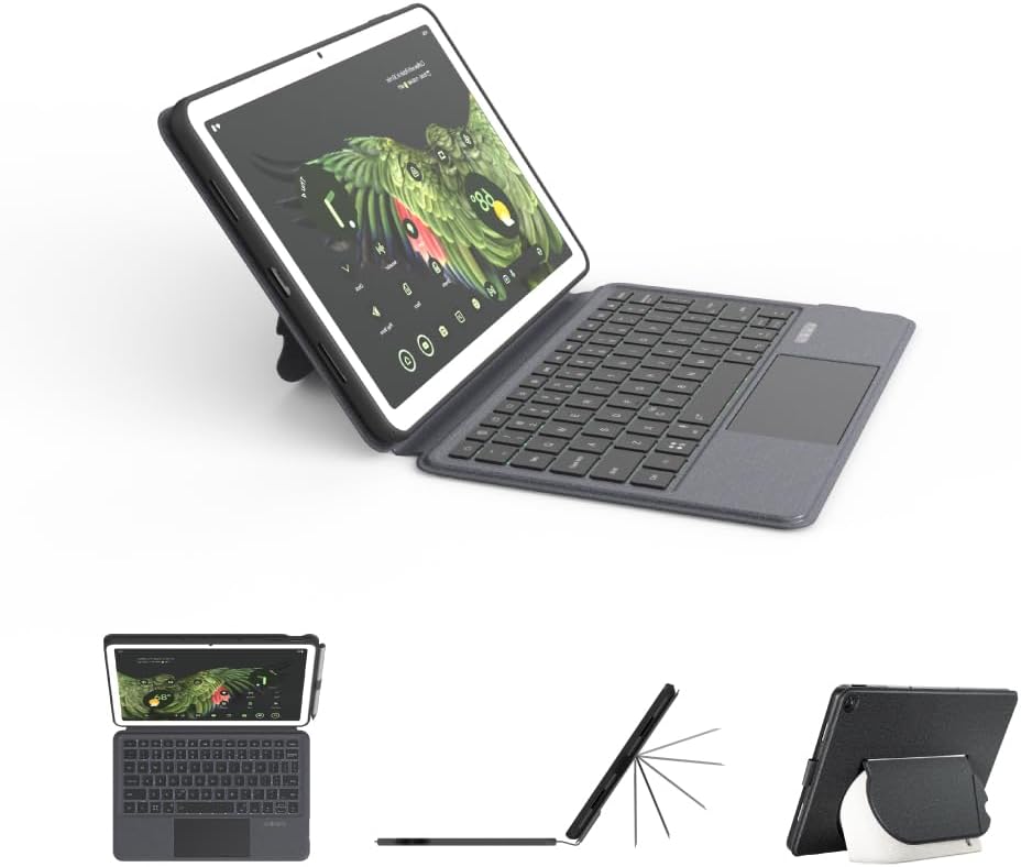 EIP Magnetix Keyboard Case for Google Pixel Tablet 11 inch (2023), Adjustable Viewing Angle, Detachable, Easy Carry, Protective Cover Compatible with Speaker Dock, 7 Backlight Color, US Layout