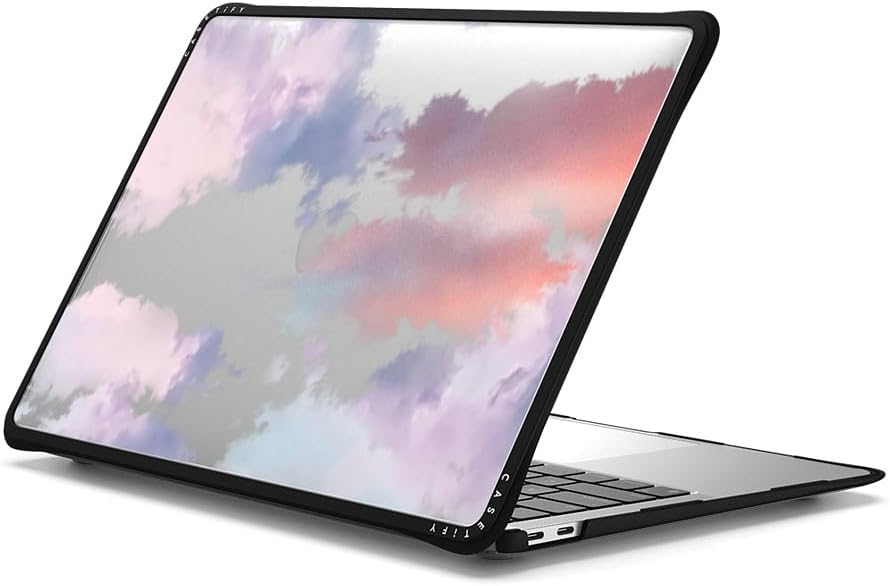 CASETiFY Impact MacBook Air 13" (M1/Intel) Case [Cushioned Impact Corners/Scratch-Resistant/Anti-Slip Grip] - Clouds - Clear Black