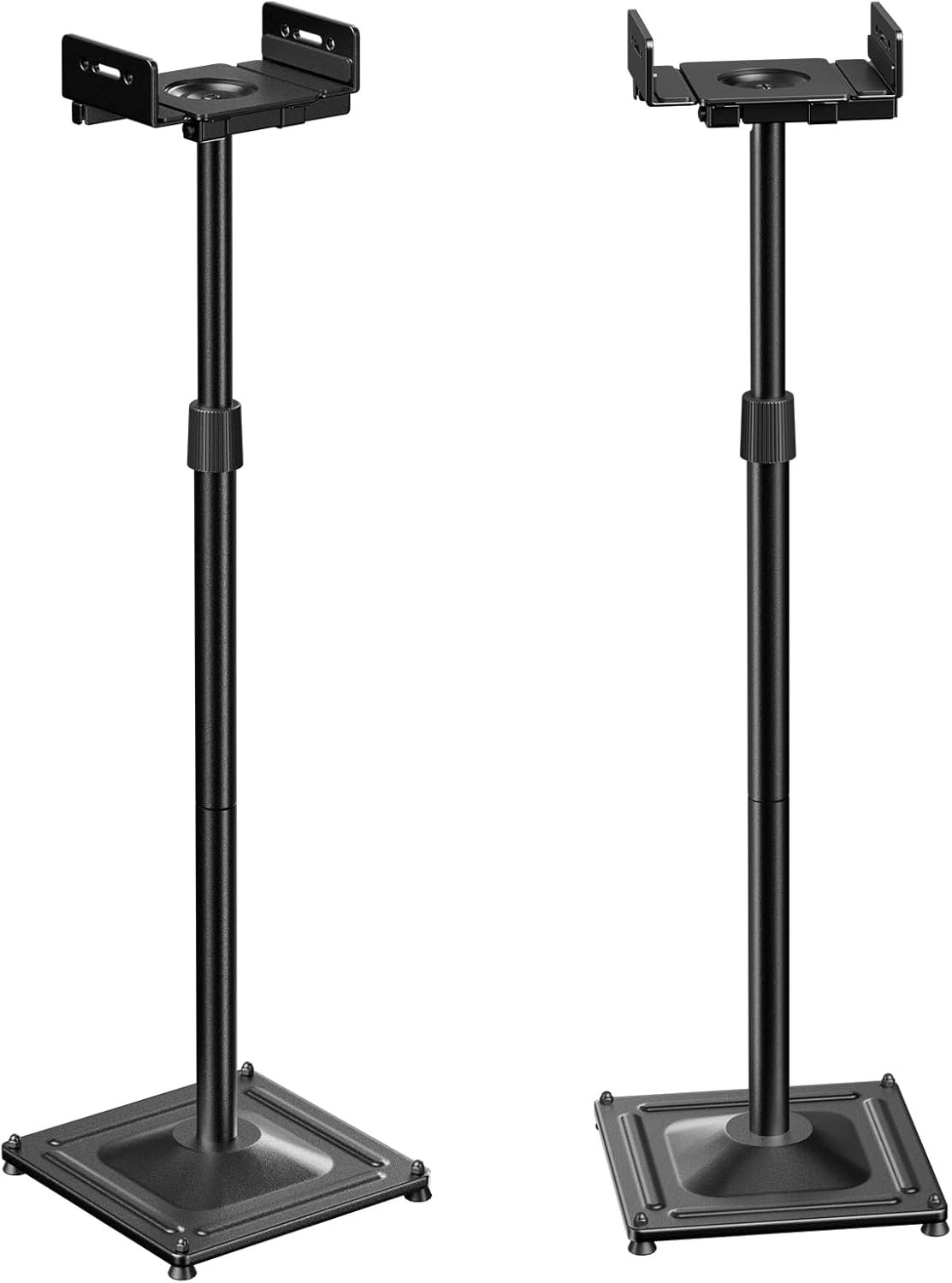 PERLESMITH Universal Speaker Stands for Surround Sound -Height Adjustable Extend 33.3”to 45.1”, Floor Speaker Stand for Satellite & Studio & Bookshelf Speakers up to 11LBS,1 Pair Black, PSSS2