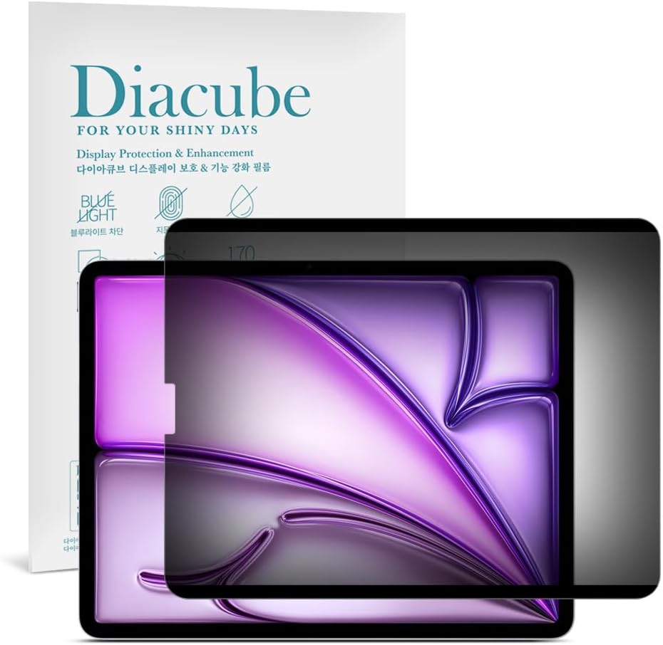 360° 4-Way Magnetic & Nano Adsorption Privacy Screen Protector for iPad Air 13 Inch M3 2025 & M2 2024 | Detachable, Anti-Spy, Anti-Fingerprint | Works in Both Landscape & Portrait Modes