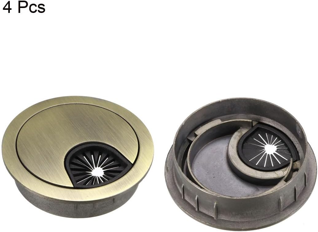 uxcell Cable Hole Cover, 2Inch/50mm Zinc Alloy Desk Wire Cord Cable Grommets Hole Cover for Office PC Desk Cable Cord Organizer, 4Pcs Bronze Tone