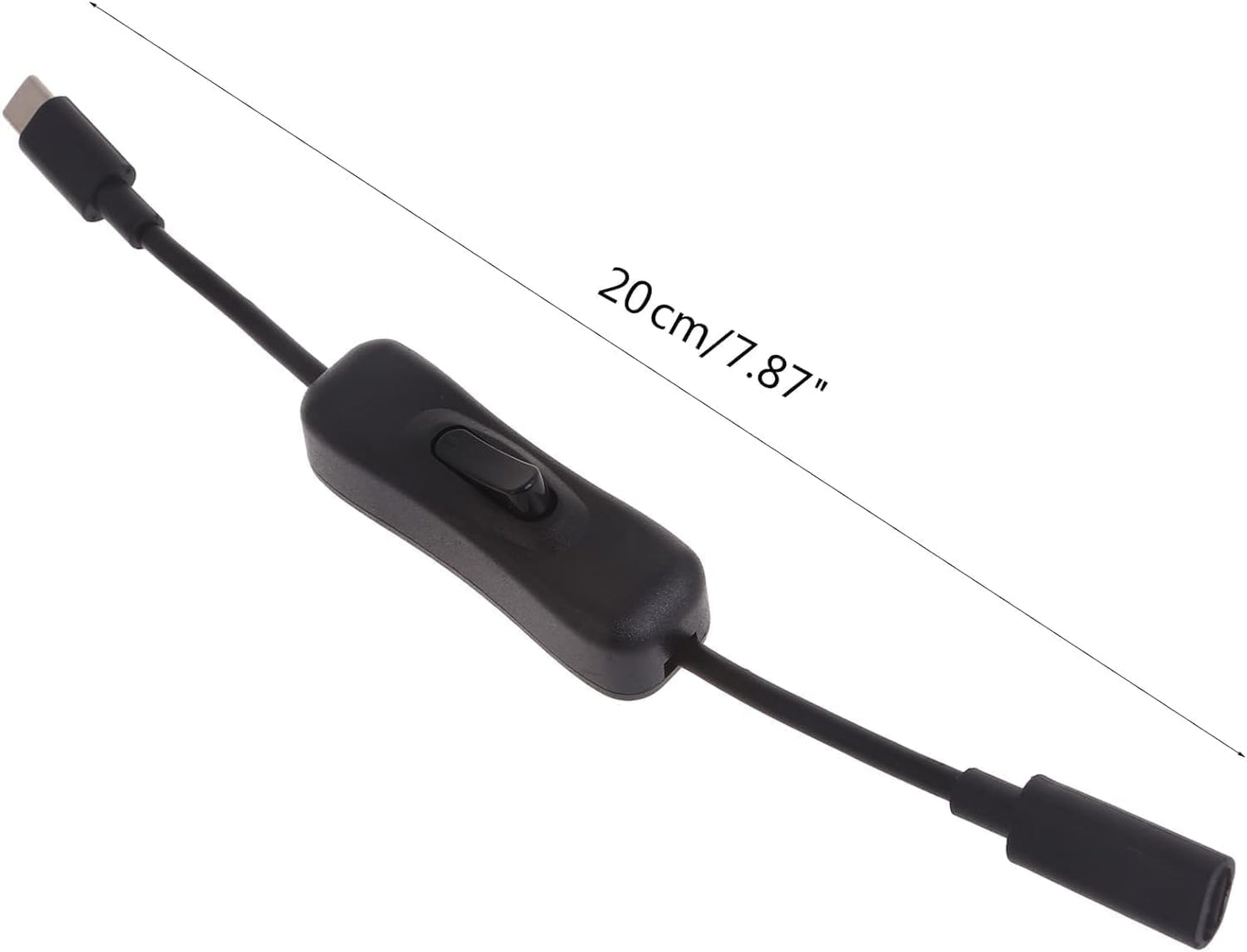 USB-C Extension Cable with Inline On/Off Switch - 6ft Power Control for Monitors, Printers and Gaming | Gold-Plated Connectors and 4K Video Support (Black)