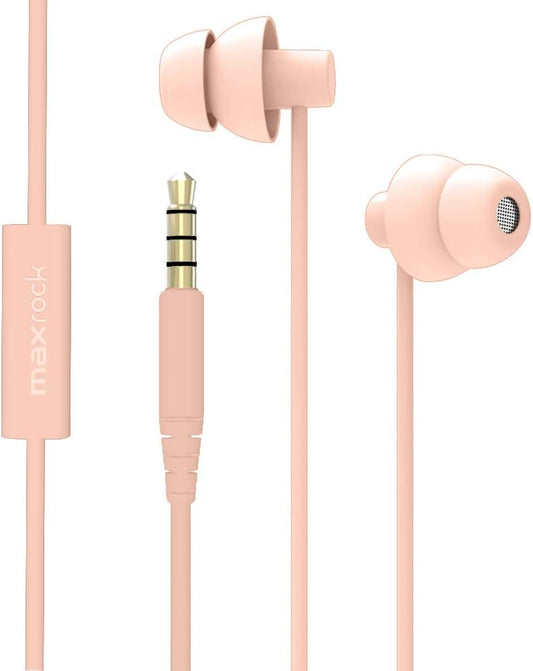 MAXROCK (TM Super Mini Total Soft Silicon Earbuds Headphones with Mic Music Sleep Choice for Cellphones Ipad Tablet Mp3 Laptop and Most 3.5mm Audio Player (Coral Pink)