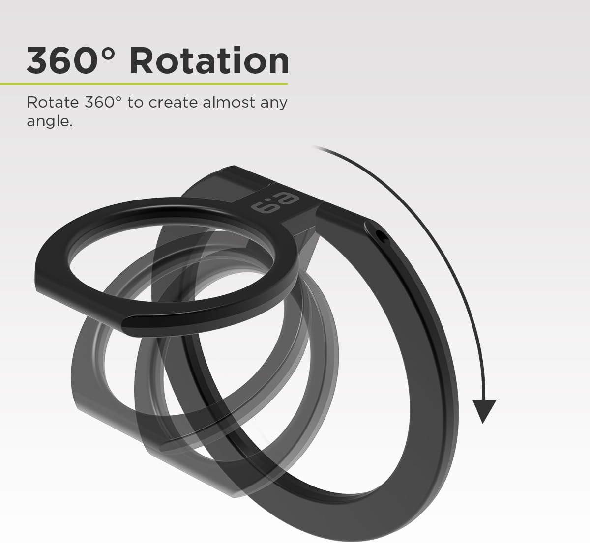 PureGear Magnetic Phone Grip, Magnetic Phone Ring Stand, Phone Ring Holder for MagSafe iPhone 16, 16 Pro, 15, 15 Plus, 14, 14 Plus, 14Pro, 14ProMax, 13, 12, Adjustable Kickstand(Black)