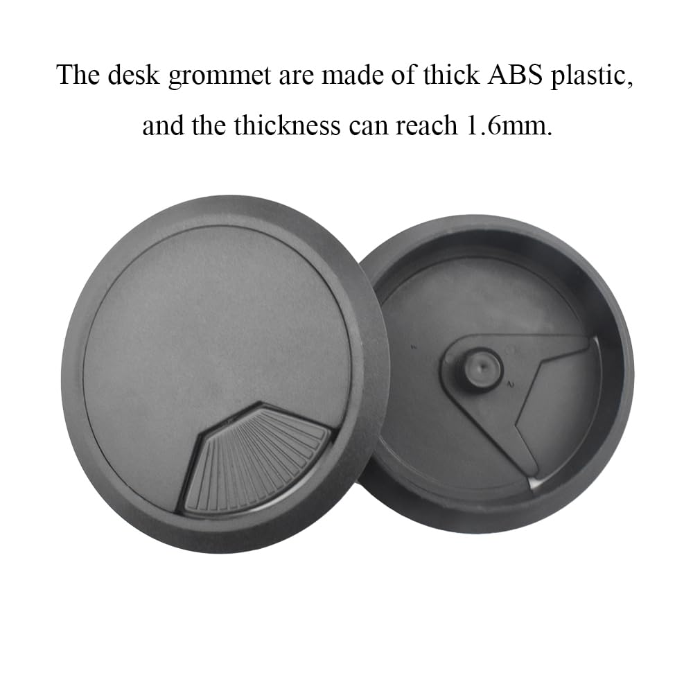 HAHIYO 2Pcs 3.15Inch/80mm Black ABS Plastic Sector-Shaped Desk Grommet Wire Grommet Cable Management Cord Hole Cover Desk Wire Hole Insert Wire Organizer for Computer Office Home Equipment System
