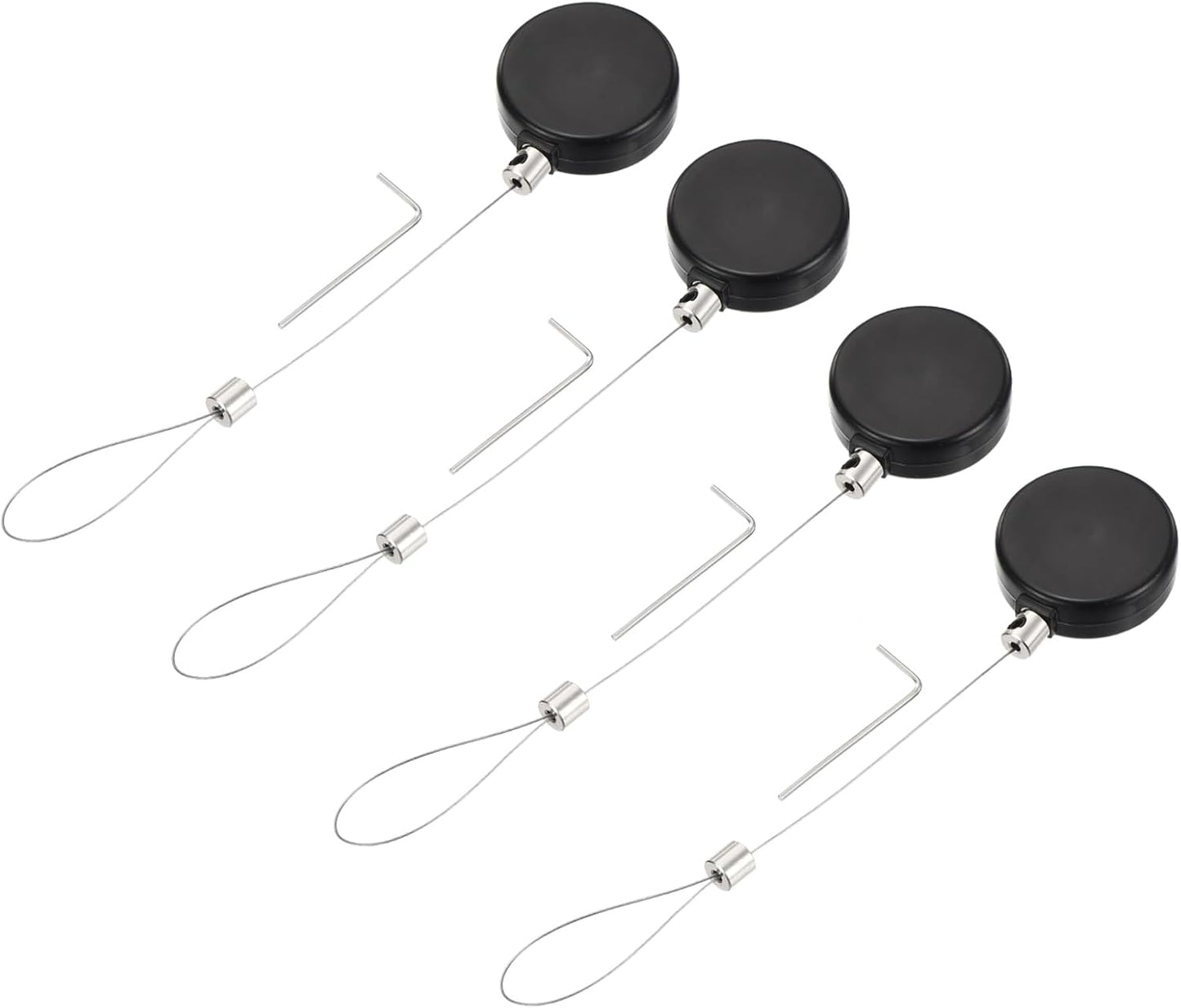 MECCANIXITY 1.8 ft Retractable Cable Lock with Latch Remote Control Security Lock with Adjustable Cord Tether Anti Theft for Laptop, TV, 200g, Black, 4 Pack