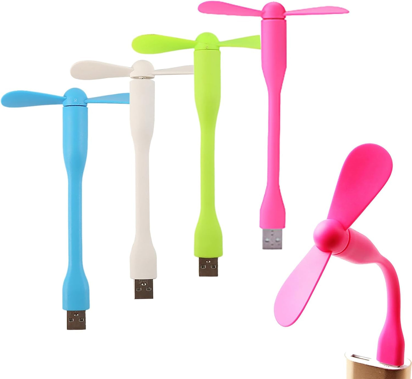 Mini USB Fan, Portable Pocket Fan USB-A Powered Little Cooler, Quiet Operation, for Home Office Car Outdoor Travel- 4 Pack (Blue+ White+ Green+ Pink)