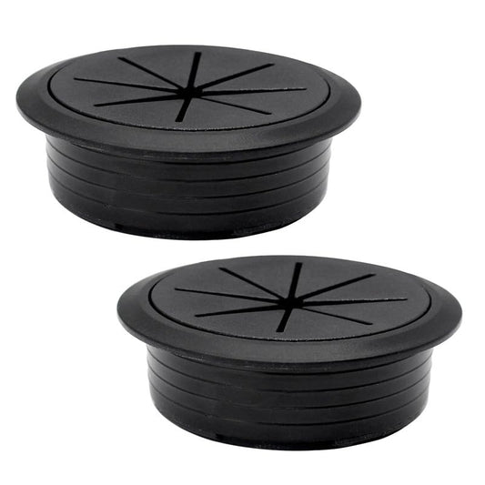 2 Pcs Desk Grommet 2-3/8" / 60 mm, Desk Hole Cover for Cables Black, Cable Grommet ABS Plastic, Desk Hole Grommet for Home & Office Pc, Detachable Cable Cord Organizer