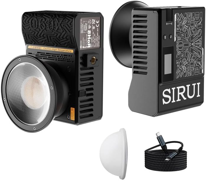 SIRUI C60X 60W Portable Photography Light, Ultra-Quiet 24.9dB & 0.53KG Compact Design, 2H Fast Charging, 13,000 Lux High Output, Bluetooth Control for Studio/Outdoor Video Lighting