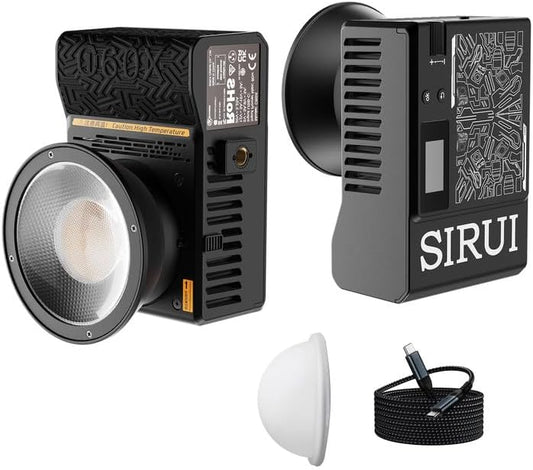 SIRUI C60X 60W Portable Photography Light, Ultra-Quiet 24.9dB & 0.53KG Compact Design, 2H Fast Charging, 13,000 Lux High Output, Bluetooth Control for Studio/Outdoor Video Lighting