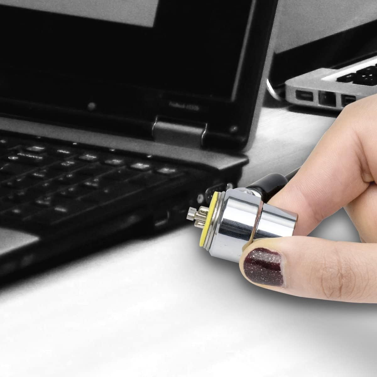 I3C Laptop Cable Lock Retractable Hardware Security Cable Lock with Anchor Plate Compatible with Laptop, Smart Phone, Tablet, and Other Electronic Products (Silver 2pack)