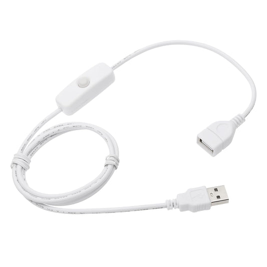 MECCANIXITY USB Extension Cable with ON/Off Button Switch 1m USB Male to Female Extension Cord for Desk Lamp Fan LED Light Strip White Pack of 1