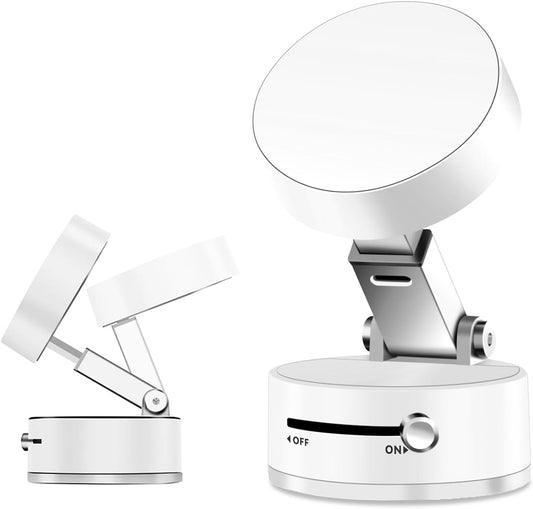 Foldable Vacuum Magnetic Suction Phone Holder,Retractable Magnetic Car Cellphone Holder,Hands-Free Portable Multifunctional Vacuum Suction Phone Mount for Car, Mirror, Gym, Kitchen (White)