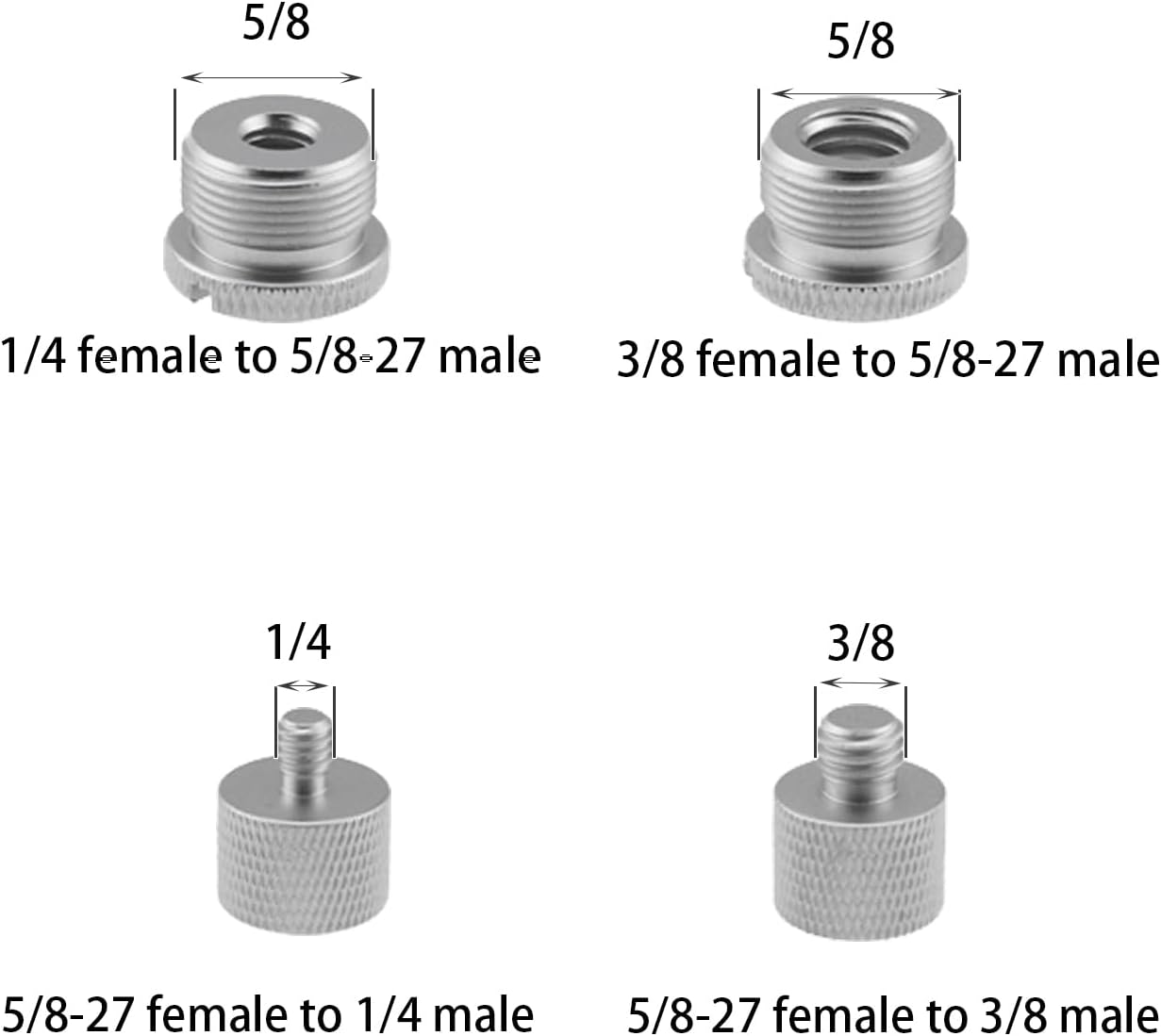 TAODAN 8PCS Black and Silver Aluminum Alloy Microphone Adapter Screws Set Tripod Adaptor Suitable for Shockproof Camera Mounts
