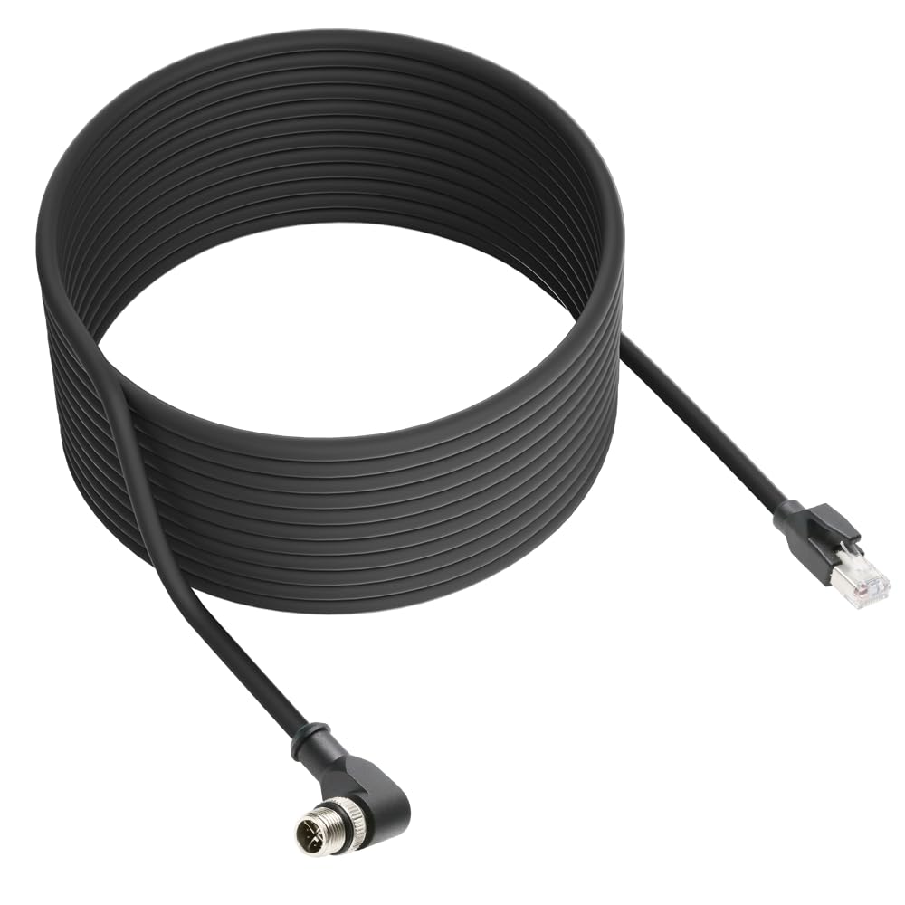 Alvin's Cables M12 X-Code 8 Pin Male to RJ45 Ethernet Cable for Cognex Keyence Camera, High-Flex Cat6a Cable for Industrial Automation, Fieldbus Module, Robotics, Right Angle 32.8ft/10m